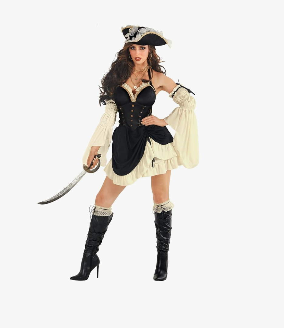 Morph Womens Pirate Costume Adult Pirate Dress Womens Pirates Outfit for Halloween Ladies Costume L