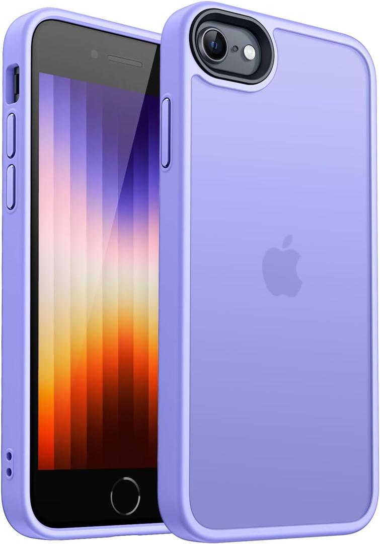 CANSHN Matte Case for iPhone SE 3/2 (2022/2020), iPhone 8/7, 4.7-Inch [Military Drop Certified] Translucent Back Phone Cover, Anti-Fingerprint - Light Purple