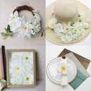 56 PCS Artificial Flower Heads White Bulk Fake Rose Peony Hydrangea Faux Flowers Small for Crafts Wedding Hair Cap Dresses Cake Baby Shower Decorations