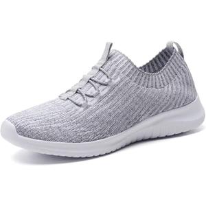 TIOSEBON Women's Slip On Walking Shoes Lightweight Casual Running Sneakers (9 Wide, 02122 Gray)