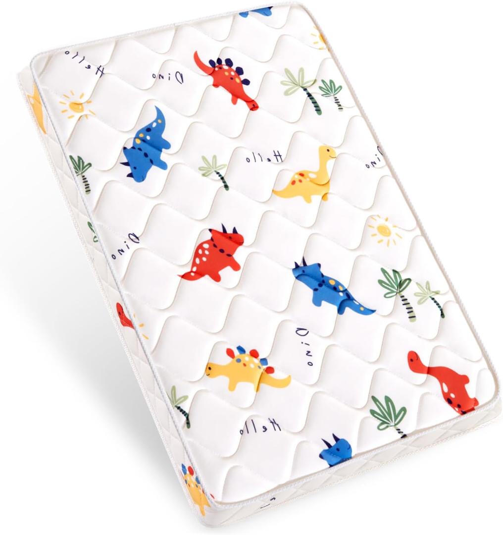 Lillibearas Pack and Play Mattress 38" x 26" x 1.5", Firm Support and Comfort Foam, Soft Playard Mattress for Babies and Toddlers, Baby Essentials Items (Dinosaur)