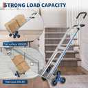 Aluminum Stair Climbing Cart,600 LBS with Extendable Base Plate, | Dual Handles,2 in 1 Heavy-Duty Aluminum Hand Truck ,6 Wheels & 2 Elastic Ropes for Warehouse Shopping