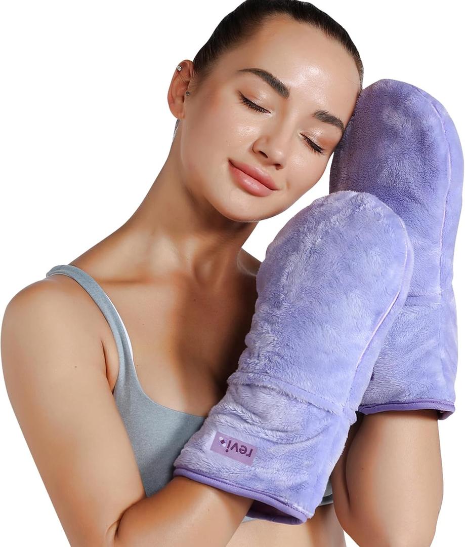 REVIX Microwavable Heating Mittens for Hand and Fingers, Heated Hands Mitts Warmers 1 Pair, Unscented Hand Muff (Orchid)