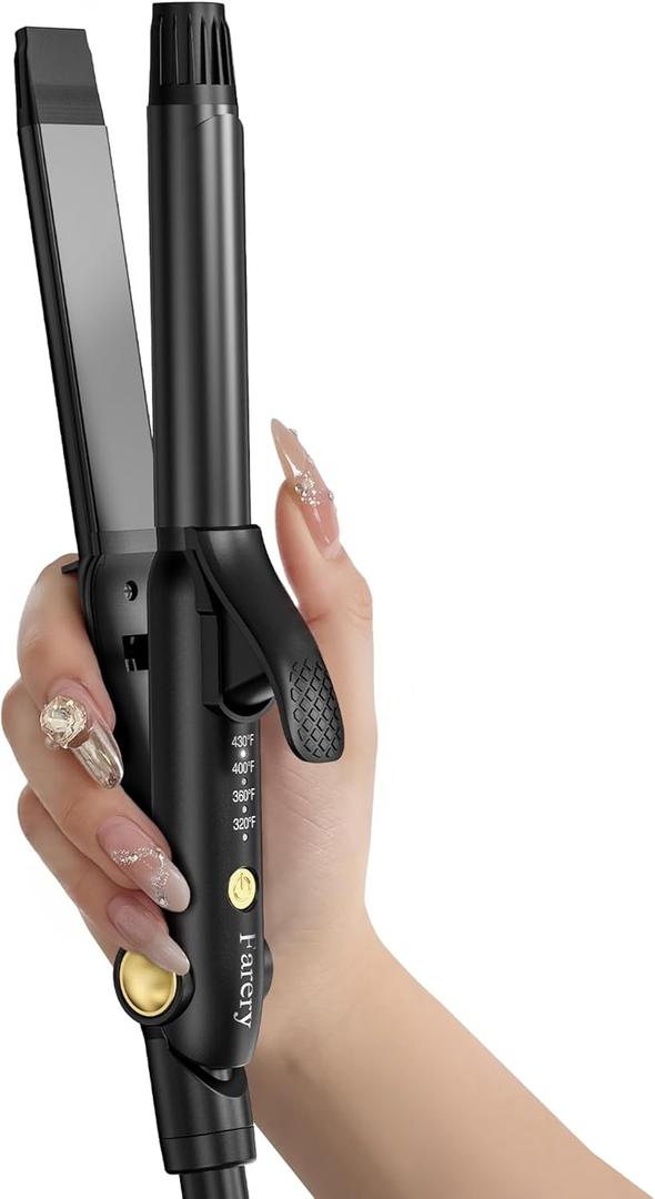 Travel Curling Iron 1 Inch & Flat Iron, 2-in-1 Europe Compact Travel Size, Dual Voltage Mini Hair Straightener with 4 Adjustable Temp for Short Hair