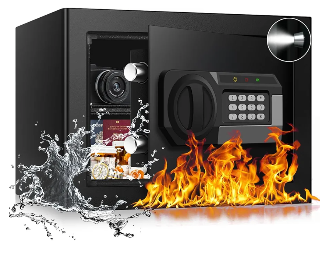 1.2 Cub Small Fireproof Safe for Home, Personal Fire Safe Box with Digital Keypad Key and Removable Shelf, Small Security Box for Money Firearm Medicine Valuables