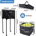 Portable Pickleball & Tennis Ball Hopper with Wheels, Foldable Sports Balls Teaching Cart, Lightweight Softball Caddy, Large Capacity Baseball Basket Carrier for Training