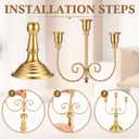 Hushee 6 Pcs Gold Candelabra Candle Stand Metal Candlestick Holder 3 Arm 12 Wedding Candlestick Holder for Theme Party Table Centerpieces Wedding Holiday Birthday Party