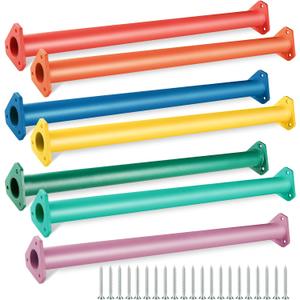 7 Colors 22 Inch Steel Monkey Bars Ladder Rungs Set for Backyards Playground and Children Indoor and Outdoor Climbing Kit (7 Pack)