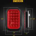 Partsam 6x 5x3 Inch Rectangle Stop Turn Tail Reverse Backup Running Lights Red Clear Lens 24LEDs LED Truck Trailer Hitch Tail Lights Sealed Flush Mount 3 Prong Watertight Plug Rubber Grommet 12V IP67
