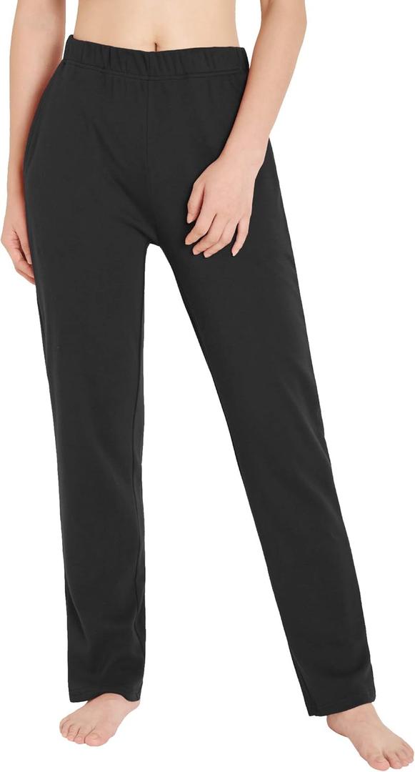 Weintee Women's Cotton Sweatpants Knit Pants with Pockets (Black, S)