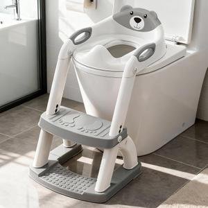 Potty Training Seat, SKYROKU Upgrade Toddler Toilet Seat for Kids Boys Girls, 2 in 1 Potty Training Toilet, Splash Guard Anti-Slip Pad Step Stool,New Sector-Shape Stabilized Base (8899+Grey)