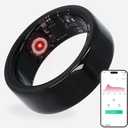  Smart Ring Fitness Tracker with Touch Key for Remote Photography and Swimming Stainless Steel Health Monitor with 16mAh Battery for Android IOS, Size: 13