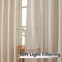 Tollpiz Short Linen Curtains Bedroom Rod Pocket Semi Sheer Curtain Burlap Light Filtering Thick Linen Drapes for Living Room, 38 x 45 inches Long, Natural, Set of 2 Panels