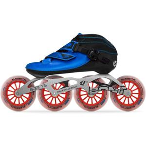 Bont Inline Speed Skating Racing - Luna Skate Boot + 2PF 6061 Frame + Elemental Wheels + ABEC7 Bearings - Youth - Boys - Girls - Men - Women (Blue, 45/10.5)