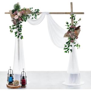 MDS Pack of 1 Panel (30" Width x 100ft Long) Wedding Arch Draping Fabric Sheer Chiffon Arbor Canopy Drapery for Wedding Ceremony Reception Decoration Party Ceiling Backdrop Curtain Swag - White