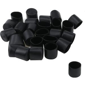 Antrader 32pcs Round Shape PVC Rubber Covers Furniture Foot Table Chair Leg End Cap Cover Tip Protectors Black,1-Inches