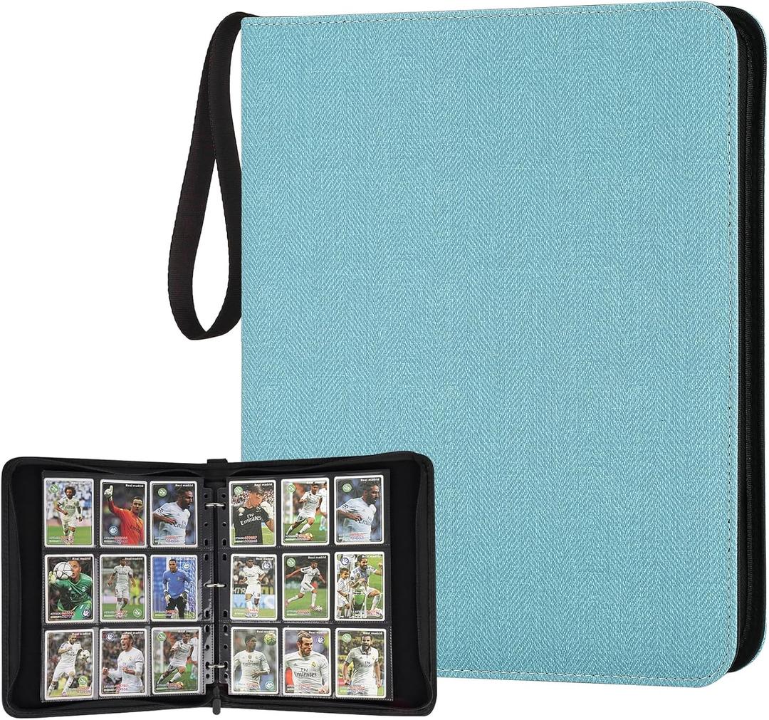 GERMUN 9 Pocket Card Binder, Premium Zip Trading Card Binder, 720 Double Sided Pocket PU Card Collection Binder, Collector Card Album, Card Folder for MTG, TCG, Sports Cards, Game Cards (Lake Blue)