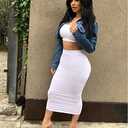 GOBLES Women's Sexy Summer Outfits Bodycon Tank Top Midi Skirt 2 Piece Dress