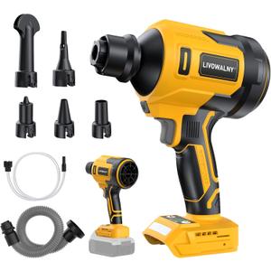 LIVOWALNY Upgraded Air Blower Compatible with Dewalt 20V Battery, 4-in-1 Compressed Air Duster, 480MPH, 120,000 RPM Brushless Motor, 4-Speed Leaf Blower for Car, Pc, Workshop (Tool Only,No Battery)