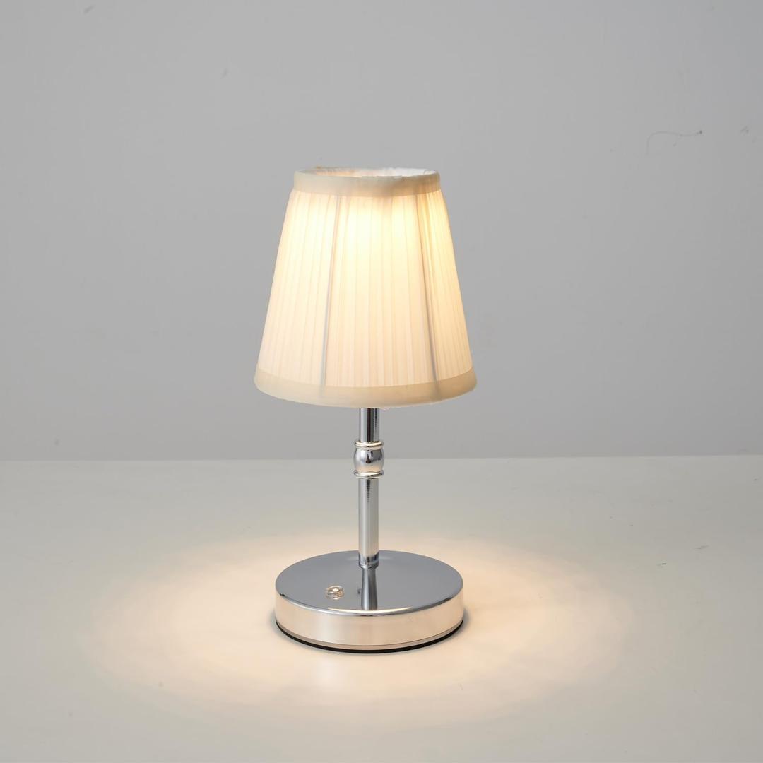 3000 mah Battery lamp,5W LED Small Touch Lamps,3 Color Temperature Dimmable Rechargeable Lamp,Cordless Lamp for Kitchen,Mini Lamps for Small Spaces (Chrome)