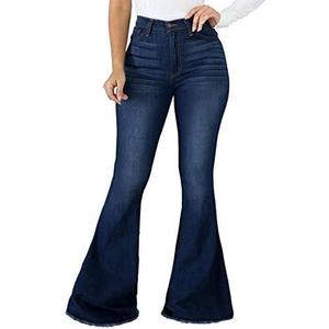 CuteCherry Bell Bottom Jeans for Women Ripped Skinny Bell Bottom Raw Hem Denim Pants, L