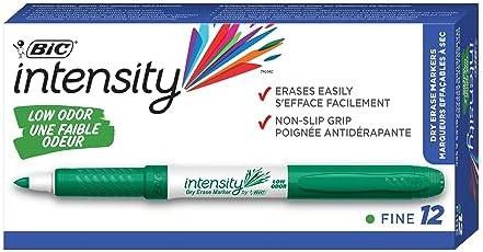 BIC Intensity Green Low Odor Dry Erase Markers, Fine Tip, 12-Count Pack of Erasable Markers With Low-Odor Ink for a Pleasant Writing Experience