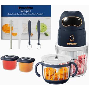 Baby Food Maker, 10-in-1 Baby Food Processor Set with 2 Glass Bowls (600ml+300ml), Baby Food Blender for Baby Puree, Fruit, Meat, Vegatable, Baby Food Storage Containers, Baby Essentials