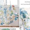 VISIONTEX Voile Printed Sheer Curtains, European Abstract Style Blue and Yellow Leaves Print, 2 Panels Pair for Home Window Decoration, Rod Pocket 54 by 84 Inch