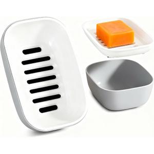 Bar Soap Dish for Shower: Waterproof Soap Holder with Drainage Tray  Plastic Soap Case Tray Caddy Soap Saver for Bathroom Kitchen Sink, Keep Soap Dry & Easy Cleaning