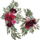 Faux Flower Swag Set of 2, Burgundy Artificial Flowers Swags for Wedding Arch, Wedding Welcome Signs, Welcome Reception Ceremony Signs Decorations