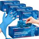 GTT Blue Nitrile Exam Gloves 6 Mil, Powder-Free Disposable Gloves First Aid,Cleaning Food Prep, Tattoo,Cooking 400 Count (Medium)
