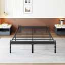 Heavy Duty Full Size Bed Frame with Storage & Mattress Stopper, Platform Metal Bed Frame - No Box Spring Needed, Easy Assembly, Noise Free & Anti-Slip, Black