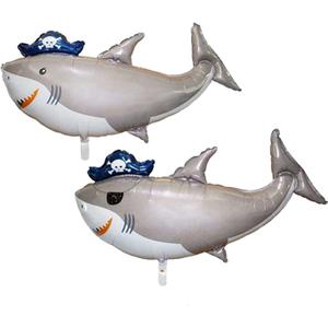 2pcs Shark Balloons Large Aluminum Foil Shark Balloon Pirate Theme Ocean Theme Birthday Party Decorations Baby Shower