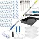 28 PCS Paint Roller Kit with Extension Pole, 4" 9" Paint Roller with Tray, Paint Brushes Set for Professional Painting, House Wall Ceiling Painting Supplies for All Latex and Oil Paints & Stains