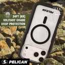 Pelican Voyager iPhone 17 Pro Max Case [Compatible with MagSafe] Rugged Phone Case, 24ft Military-Grade Drop Protection - Heavy Duty Cover w/Belt Clip Holster for iPhone 17 Pro Max - Black/Clear