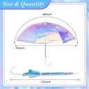 Dunzy 2 Pieces Holographic Wide Umbrella Adult Clear Iridescent Umbrella for Women Wedding Automatic Open Windproof Parasol, 39 Inch
