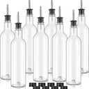 8 Pack 25 oz Syrup Bottle Plastic Long Neck Bottle with Stainless Steel Leakproof Tapered Spout Pourer and Cap Alcohol Juice Coffee Container for Home Bar Service Bartending Supplies