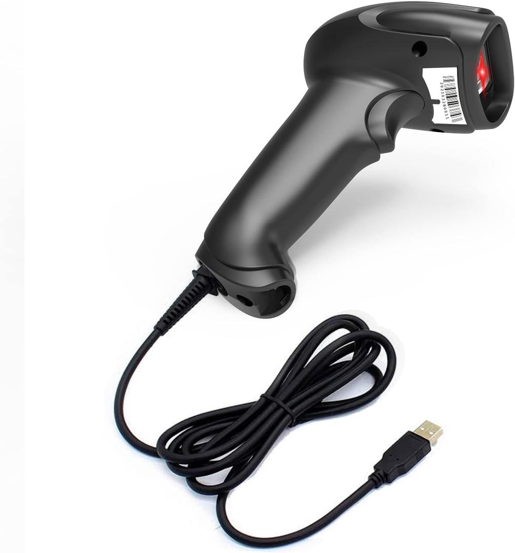 USB Laser Barcode Scanner Wired Handheld 1D Bar Code Scanner Reader Black