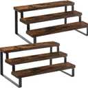 YINMIT Wooden Display Riser Stand, Tiered Perfume and Cologne Organizer Stand, 3 Tier Spice Rack Organizer, Rustic Display Shelf for Candles (3 Tier, 2 Pack), Brown