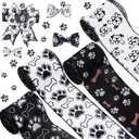 4 Rolls 24 Yards Dog Ribbon 2.5 Inch Wired Paw Print Wired Ribbon for Christmas DIY Wrapping Wedding Floral Bows Decor Home Party Ornaments (Dog Paw)