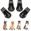 DcOaGt Dog Shoes for Small Medium Puppy, Anti-Slip Waterproof Dog Boots & Paw Protectors for Hot Pavement Winter Snow, Breathable Reflective Booties for Hiking Walking Hunting,Black 4PCS(Size 5)