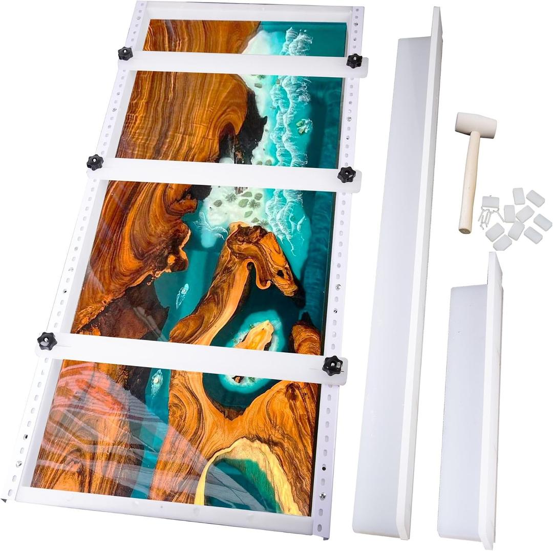 Kalinta Epoxy Mold with Divider Adjustable- 47x19.5x3in No-Seal Resin Plastic Mold Integrated Clamping System - Perfect for Beginners & Experienced Artists - Ideal for Creative Resin Art Projects