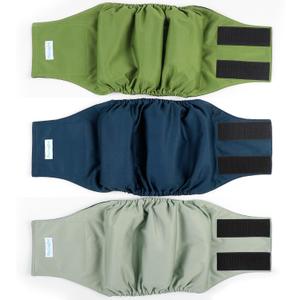 Paw Legend Washable Dog Belly Band Wrap Diapers for Male Dog | High Absorbing Puppy & Doggy Diapers Male (3 Pack,Army,Grey,Navy,Medium) (Army, Grey, Navy (Black Lining))