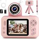 Makolle Kids Camera Toys for Girls 3-12 Year Old, Toddler HD Digital Video Camcorder Camera with Tripod, Children Christmas Birthday Gift with 32GB SD Card-Pink