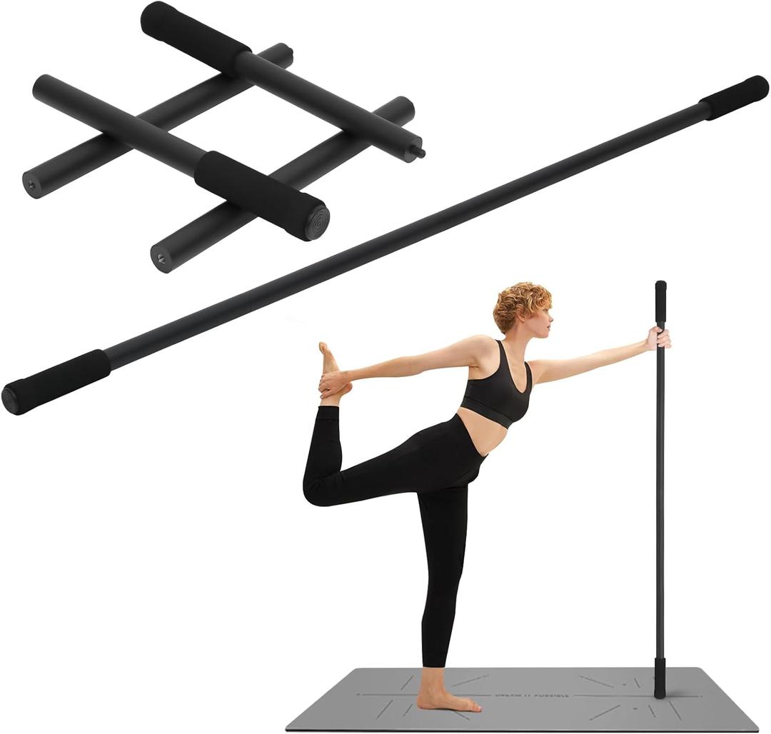 Yoga Stick, 5ft Exercise Stick for Mobility, Stretching Stick with Non-Slip Ends, Exercise Dowel for Pilates, Balance Pole and Stretch Bar for Stretching Equipment (1 PCS 60 inches Sturdy Steel)