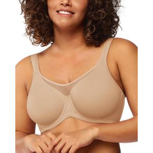 HSIA Minimizer Bras for Women Plus Size, Full Coverage Coolcomfort T Shirt Unlined Bra with Underwire for Heavy Breast (Beige)