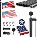 20FT Flag Pole for Outside House, Aluminum Flag Pole Kit with 3x5 Embroidered American Flag, Black Ball Topper, Tangle Free Flagpoles for Yard Garden, Residential & Commercial Use