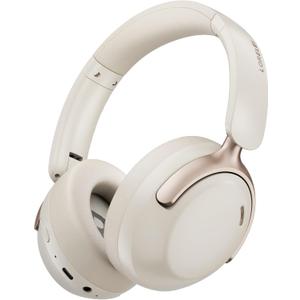 LORELEI Q30 Bluetooth Headphones Over Ear,60H Playtime & 3 EQ Music Modes,BT6.0 Headphones Wireless with Mic,Foldable Lightweight Headsets,HiFi Stereo Deep Bass for Home Travel iPad Tablet-Beige White