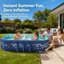 Foldable Pool Non-Inflatable, 102"×65"×20" Large Collapsible Swimming Pool for Kids Adults, Hard PVC Board, 10 Triangle Supports, Family Backyard Outdoor Pool, Blue