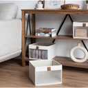 StorageWorks Closet Storage Bins, Storage Baskets with Clear Window and Handles, Foldable Fabric Organizer for Clothes, Shelves, Beige, 3 Pack